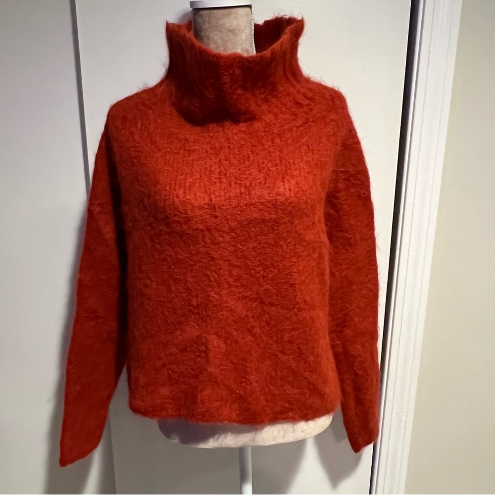 Frances Valentine Fiery Red Turtleneck Sweater